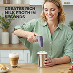 Tastyle Single Serve Coffee Maker with Built-in Detachable Milk Frother, Iced and Hot Coffee Machine for K Cup & Grounds, 40oz Removable Water Reservoir, 6 Cup Sizes, Fits 7.3" Travel Mug, Purple