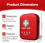 General Medi First Aid Kit - 170 Pieces Hard Case and Lightweight - Great for Travel, Home, Office, Vehicle, Camping, Workplace & Outdoor (Red)