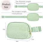 Fleece Fanny pack with Adjustable Strap for Women and Men Crossbody Bag Bum Bag, Waist Pack for Hiking Workout Sports Travel Light Green