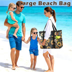 Fammart Mesh Beach Bag with Zipper, Large Beach Tote for Women, Toys Pool Swim Bag Travel Vacation Cruise Essentials