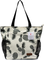 ESVAN Original Floral Tote Bag Large Shoulder Bag with Multi Pockets for Gym Travel Beach Daily Bags