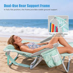 SUNNYFEEL Low Beach Chair 2 Pack, 5-Position Lay Flat Reclining, Backpack Portable Folding Chairs with Cooler Bag & Cup Holder, Heavy Duty 350 LBS, Compact for Beach, Camping, Travel