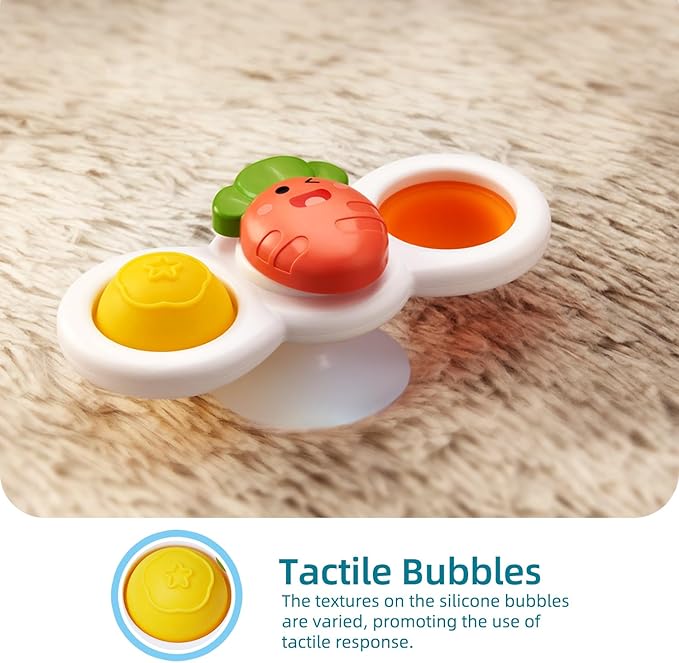 LiKee Strong Suction Cup Fidget Rotating Sensory Bath Toys for Baby Christmas Stocking Stuffers, Airplane Car Travel Table & Window Toys for Toddler Boys and Girls, 10+ Months