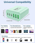 90W GaN USB C Charger Block [2 Pack],6-Port USB C Wall Charger Fast Charging 45W PD Power Adapter for MacBook Air/iPad Pro/iPhone 17Pro Max/Samsung Galaxy S24 Ultra/Tabs for Home Travel