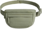 BAGSMART Fanny Packs for Women Cross Body, Lightweight Puffy Belt Bag with Multi Pockets Quilted Purse for Traveling Hiking Green