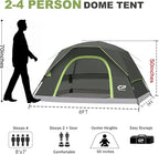 CAMPROS CP Camping Tent 2/4/6 Person, Waterproof Windproof Double Layer Dome Tent, Easy Setup with Large Mesh Windows & Wide Door for Outdoor Camping Backyard
