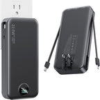 Portable Charger, 20000mAh 22.5W Fast Charging Power Bank with Built-in Cables & Wall Plug, USB C External Battery Pack with LED Display, Travel Essentials Phone Charger for iPhone iPad Samsung Black