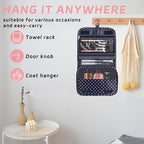 Toiletry Bag Travel Bag with Hanging Hook, Waterproof Capacity Hanging Multifunctional Makeup Bag for Toiletries, Portable Cosmetic Bag Travel Organizer for Women and Men(Navy Dot)