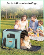 Morpilot Cat Carrier - Cat Carrier Soft for Medium or Large Cats up to 20lbs, with Dual-Sided Cushion, Secure Buckle and Foldable Bowl, Dog Carriers for Small Dogs - Pet Carrier (Green)