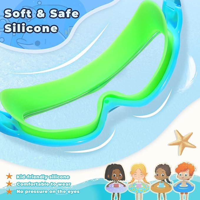 Keary 2 Pack Kids Swim Goggles for 3-15 UV Protection Anti-Fog Pool Water Swimming Goggles For Boys Girls Youth Toddler