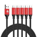 USB Type-C to A Cable 5pack 6ft Braided Fast Charging 3A Quick Charger Cord, 6 Foot Compatible iPhone 17/17 Pro/16e/16/15 Pro Max,Samsung Galaxy S10 S9 S8 Plus, Note 10 9 8, LG V50 V40 G8 G7(Red)