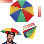 3 Pack Umbrella Hat, Sports Head Umbrella Hats for Adult Women, 26" Diameter Folding Waterproof Rainbow Fishing Headwear for Outdoor Party Beach Hiking