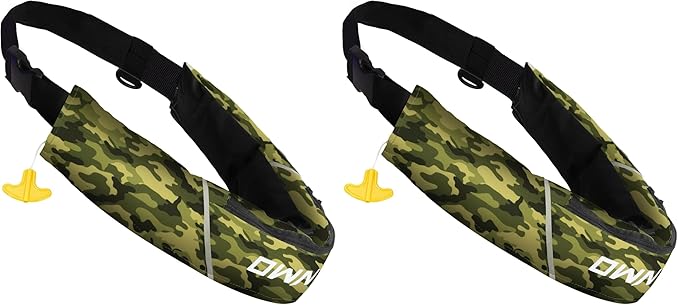 Owntop Manual Inflatable Belt Pack, Adults Swim Jacket with Blowpipe & Whistle, 24g CO2 Cylinder Included, Low Profile for Kayaking, Fishing, Paddle Sports