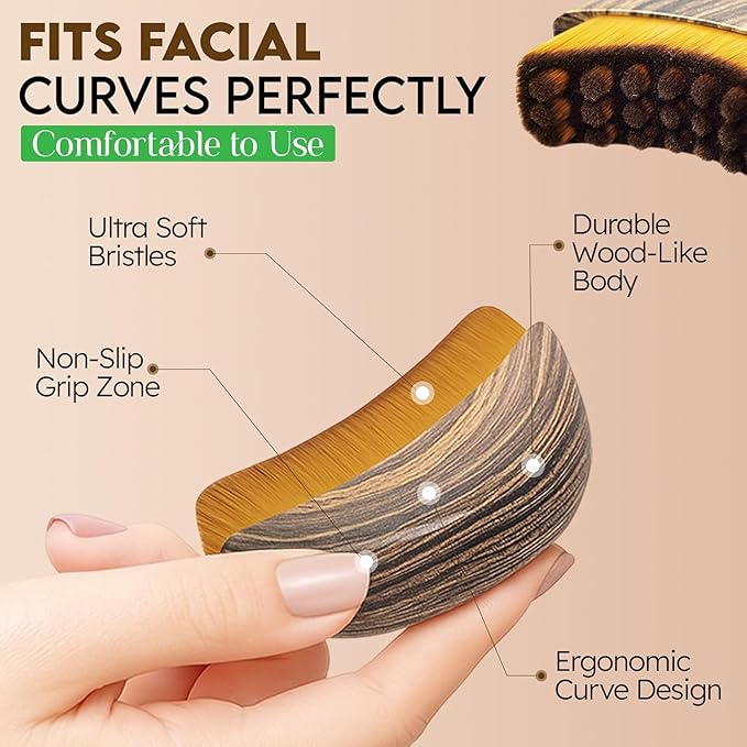 Dry Brushing Face Brush, Lymphatic Contour Face Brush, Chin & Jawline Sculpting, Lymphatic Drainage Massager for Face, Ergonomically Designed to Fit The Skin Precisely (2PCS)