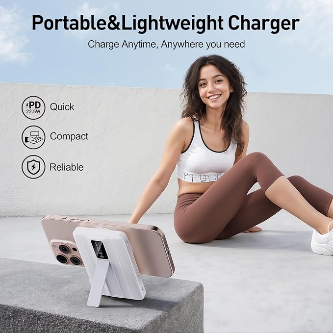 2026 Latest Magnetic Wireless Portable Charger Power Bank - 10000mAh 22.5W PD Fast Max Charging with Built-in LED Display, Magnetic Battery Pack for iPhone 17/16/15/14/13/12/Pro/Mini/Pro Max
