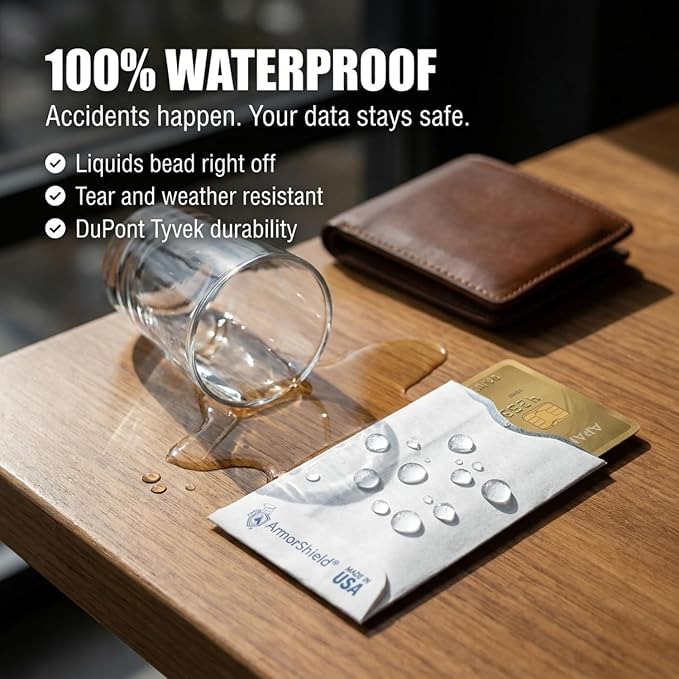 RFID Blocking Sleeves Credit Card Protector 100% MADE IN USA - Anti-theft for Travel wallet, purse. ArmorShield Your Identity (5PAK)