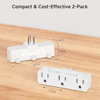 [ETL Listed] Cable Matters 2-Pack Spaced 3 Outlet Adapter, 3 Plug Wall Adapter, Grounded Plug Extender