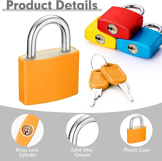 8Pcs 22mm Mini Suitcase Locks, Multicolor Metal Padlock with Key, Plastic-Covered Luggage Locks for Suitcase, Boxes, Backpack, Locker, Laptop Bag