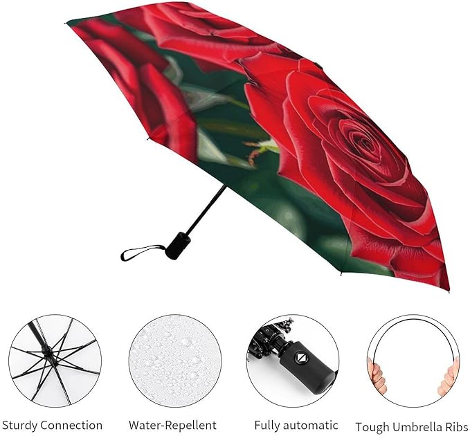 Cowboy Black Hat Western Boots Umbrellas for Rain Portable Travel Umbrellas Lightweight Automatic Windproof Folding Umbrella Compact Outdoor Beach Umbrella for Women, Men