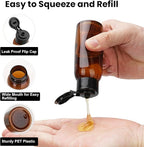 6 Pack 3.4oz Travel Bottles for Toiletries Leak Proof Travel Size Toiletries Wide Mouth Containers TSA Approved Squeeze Bottles with Flip Cap for Shampoo Conditioner Body Wash Lotion(Brown)