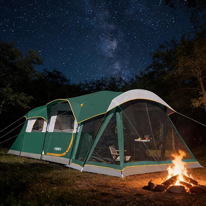 UNP Camping Tent 8 Person Waterproof Big Tunnel Tent with Screen Porch,Family Outdoor Large Tents for Camping 20' x 9' x 80in(H)