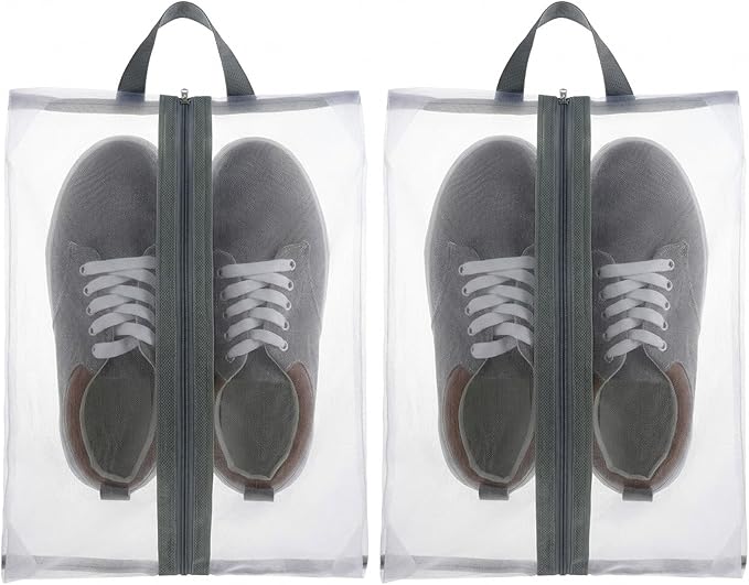 Tyqour 2 Pack Travel Shoe Bags for Storage Shoe Bag for Gym Reusable Shoe Bags Shoe Covers for Travel with Zipper Travel Essentials Women Men for Sport, Grey