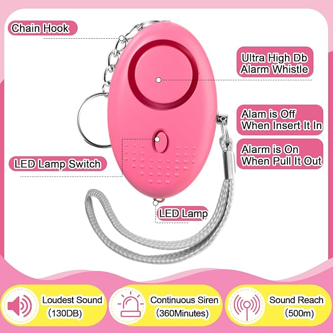 Kanayu 76 Pcs Personal Alarm Bulk 130DB Safe Sound Emergency Safety Self Defense Security Alert Keychain with Led Light Personal Protection Alarm for Women Girls Kids Elderly (Pink Color)