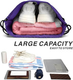 Drawstring Backpack Sports Water Resistant String Bag Sport Gym Sackpack for Women Men Large with Zipper, Purple