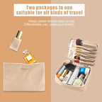 Queboom Travel Makeup Bag Cosmetic Bag Makeup Bag Toiletry bag for women and men (Beige)