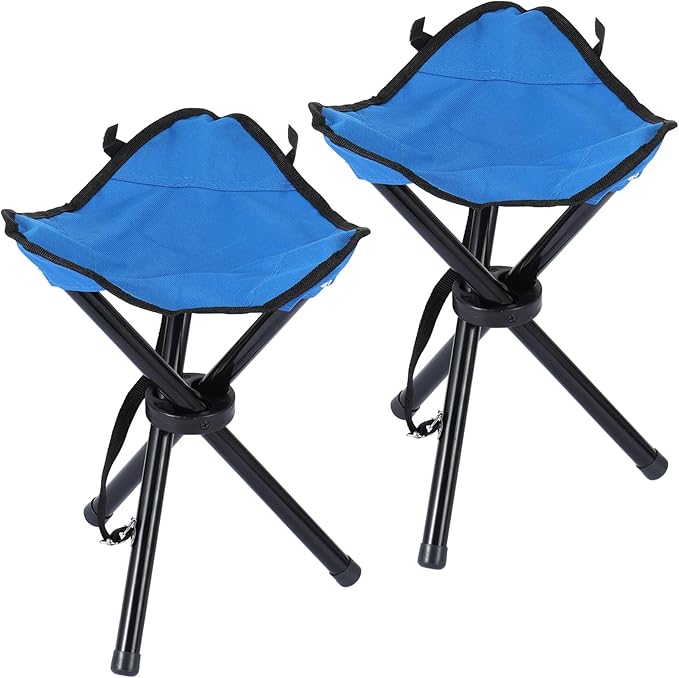 2 PCS Travel Folding Camping Stool, 17 Inch Folding Outdoor Tripod Seats, Portable Camping Stool with Adjustable Carry Strap, 3 Legged Fishing Chair for Hiking, Mountaineering, Picnic, Beach, Lawn