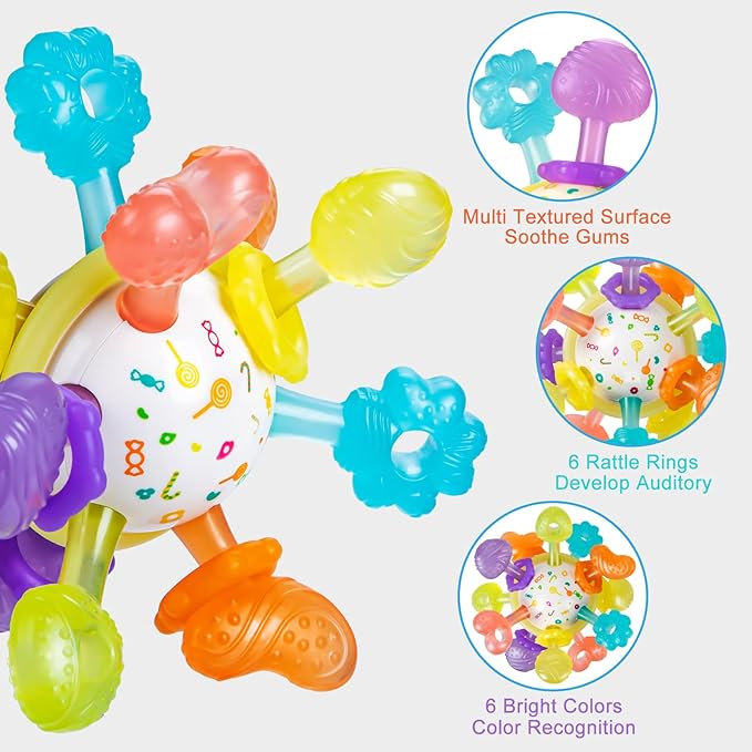 Baby Montessori Sensory Toys for 0-6 6-12 Months, Baby Teether Teething Toys for Babies 0 3 6 9 12 18 Months, Newborn Infant Learning Developmental Toys Gifts for 1 2 Year Old Boys Girls