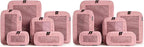 Aerotrunk Compression Packing Cubes for Travel - Luggage Organizer Bags - Double Zipper Packing Cubes for Suitcases (12-Pack, Rose)