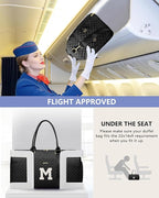 Women Weekender Travel Duffle Bag: Initial Duffel Overnight Bags with Shoe Compartment Large Carry on Tote with Toiletry Bag Weekend Traveling Yoga Gym Hospital Bag for Women with Wet Pocket Letter M