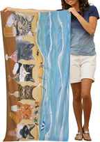 Cat Microfiber Beach Towel for Women, Adults - Cute Personalized, Oversized, Quick Dry, Sand Free - 30"x 60"