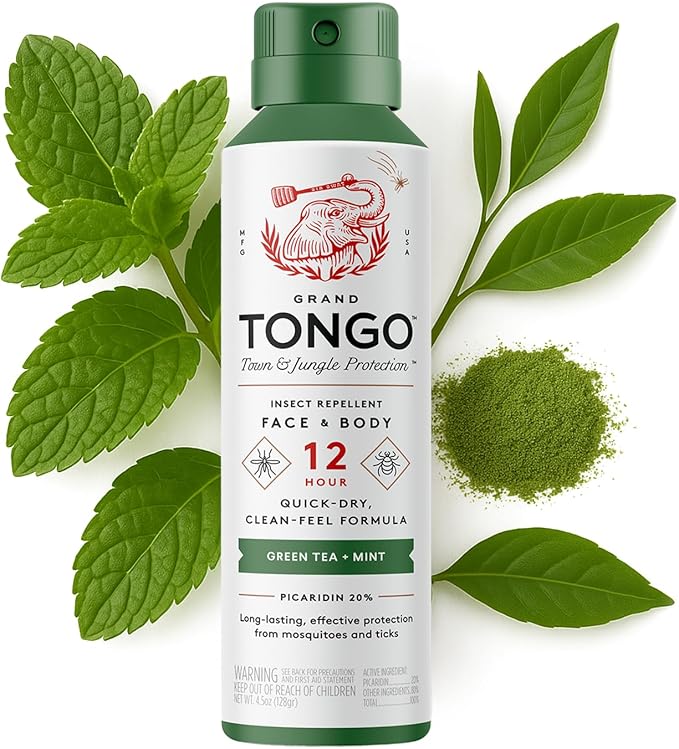Grand Tongo DEET-Free Green Tea + Mint Insect Repellent with Picaridin- The 12 Hour Protection, DEET Alternative