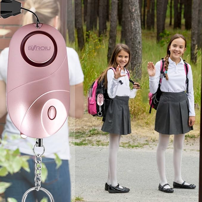 Personal Alarm Siren Emergency Self Defense Security with LED Lights Safety Alarm for Women Kids and Elders (Rose Gold + Black)