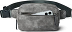 LATMAP 2L Fanny Packs Everywhere Belt Bag Small Fashion Crossbody Waist Pack Faux Leather Waterproof Sling Chest Bag For Women Trendy Grey