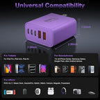 USB C Fast Wall Charger Block, 2Pack 60W USBC Charging Cubes, 5-Port PD+QC Power Adapter Multiport Brick Type C Box Plug for Phone 16/15/14/13/12/11/Pro Max/Plus, Pad Mini/Pro/S25/S24-Purple