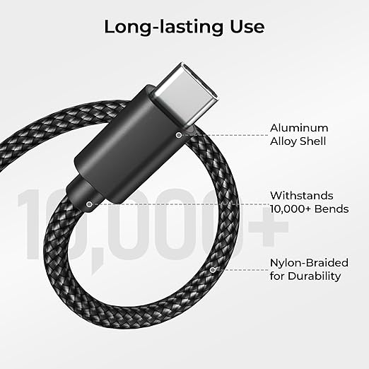 Basesailor for iPhone 17 16 Pro Max Charger Cord,USB to USB C Cable,Type C Charging Power Cord for Apple 17e 15 iPad 10 Air 4 5,Samsung Galaxy S26 S25 S24 S23,Black,2Pack 10FT(3M)