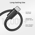 Basesailor for iPhone 17 16 Pro Max Charger Cord,USB to USB C Cable,Type C Charging Power Cord for Apple 17e 15 iPad 10 Air 4 5,Samsung Galaxy S26 S25 S24 S23,Black,2Pack 3.3FT(1M)