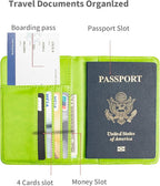 Passport Holder and Card Slot Combo RFID Blocking Leather Travel Passport Wallet for Men and Women US Passport Cover, Green