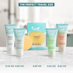 Travel Size Hotel Toiletry Set 300 Count 0.85 oz Bottles Guest Amenities for Vacation Rentals and Short Term Rentals Paraben Free White Tea Scent Infused with Aloe and Olive Oil by Eco Botanics