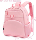 FlowFly Kids Backpack for Toddler Boys Girls, Simple Lightweight Bookbag for Daycare Kindergarten Elementary School Travel, Small Modern Bag (Medium 15''), Pink