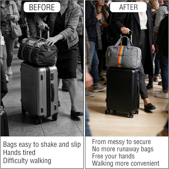 3PCS Luggage Straps,Adjustable Luggage Connector Straps with Heavy-Duty Elastic Belt to Connect Two Suitcases,Add a Bag Luggage Belt,Luggage Accessories for Travel for Securing Carry-On&Bag Essentials