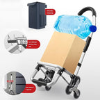 Lightweight Folding Cart on 6 Wheels 36L Stair Climbing Trolley with Detachable Waterproof Oxford Bag for Groceries Shopping and Travel - Red