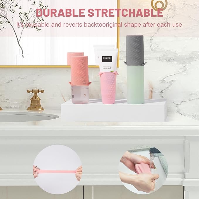 Mrsdry Bottle Covers for Travel, Leak Proofing, Travel Size Container Silicone toiletry sleeves, Leak Locks Travel Accessories for Shampoo Wash Body Bottles and other beauty and personal care(8pcs)