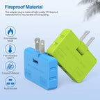 ETwinCoo 3 Way Flat Wall Outlet Extender, 2 Prong Mini Flat Wall Plug Adapter, Rotatable Flat Outlet Adapter(Easy Install & Safe), Type A,Multiple Color (6 Pack)