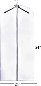Handy Laundry Clear Vinyl Garment Bag - Protect Your Clothing While Traveling and Dust Free While Hanging in Your Closet. Ideal for Coats, Suits, Dresses or Gowns - Set of 2 (24 X 54 Inches)