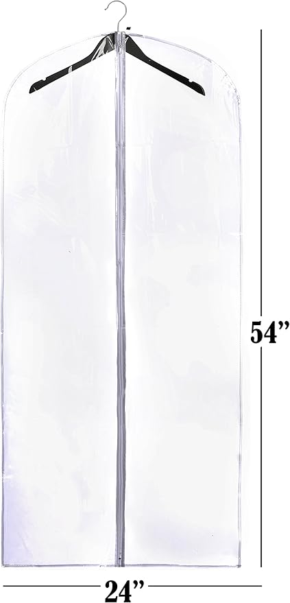Handy Laundry Clear Vinyl Garment Bag - Protect Your Clothing While Traveling and Dust Free While Hanging in Your Closet. Ideal for Coats, Suits, Dresses or Gowns - Set of 2 (24 X 54 Inches)