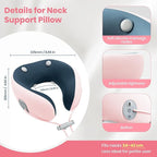 Medicane Pink Neck Travel Pillow with Massage, Neck Massager with Heat & Gentle Vibration Massage with Ergonomic Foam,Perfect for Airplane,Car,Office,Pain Relief,Sleeping,Traveling,Long Flight